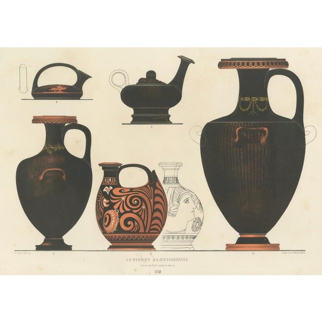 Paper Albert Genick, Greek Hydriae & Pouring Vessels, 1883, Lithograph For Sale - Image 7 of 9