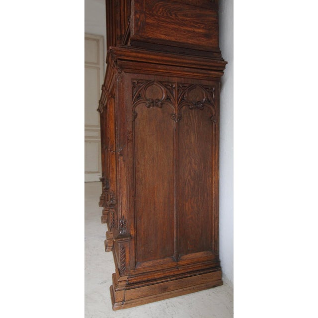 Large Gothic Revival German Carved Oak Cabinet, 1883 For Sale - Image 16 of 18