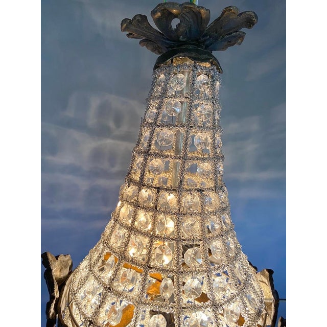 1960s French Louis XVI Charcoal Bronze Chandelier For Sale - Image 15 of 17