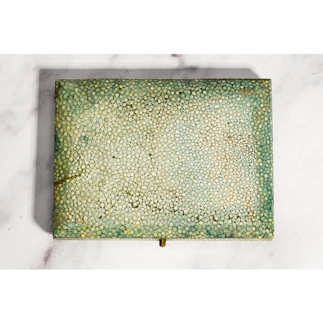 Rare Antique Green Shagreen Leather Jewelry Presentation Box Case For Sale - Image 11 of 11