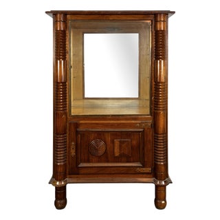 Oak Display Cabinet with Fluted Columns in the style of Dudouyt, 1930s For Sale