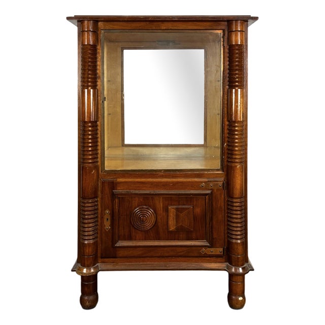 Oak Display Cabinet with Fluted Columns in the style of Dudouyt, 1930s For Sale