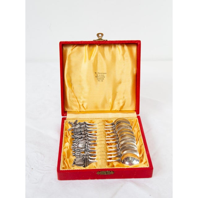 Swedish Silver Teaspoons with Figures and Windmills, 1920-1930, Set of 12 For Sale - Image 11 of 12