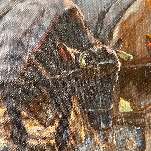 Vintage Boho Original Oil Pastoral Painting Signed Eugen Osswald For Sale In West Palm - Image 6 of 11