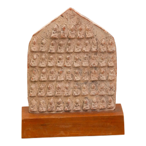 Terracotta Buddhist Votive Tablet on Custom Stand