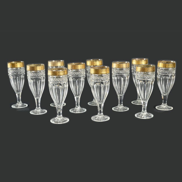 Mid-Century Crystal Glasses in the style of Saint Louis, 1950s, Set of 33 For Sale - Image 11 of 15