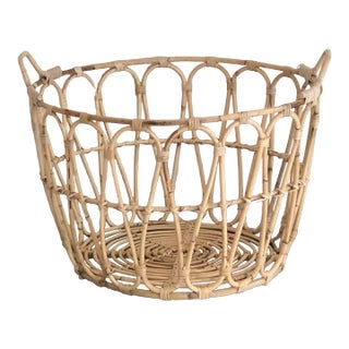 Boho Chic Natural Rattan Laundry / Storage Basket For Sale