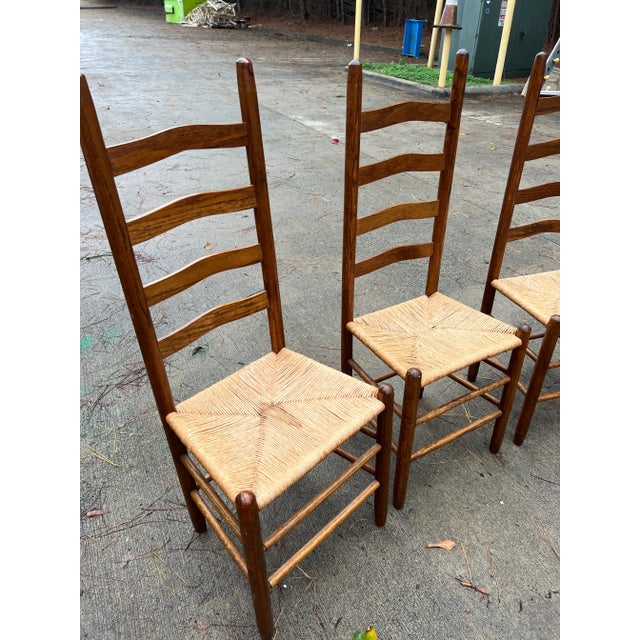 Brown 1970s Vintage Collection of Ladder-Back Chairs- Set of 4 For Sale - Image 8 of 12