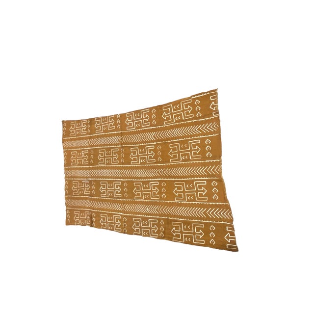 Malian Brown & White Mud Cloth Textile 62' H For Sale - Image 4 of 8