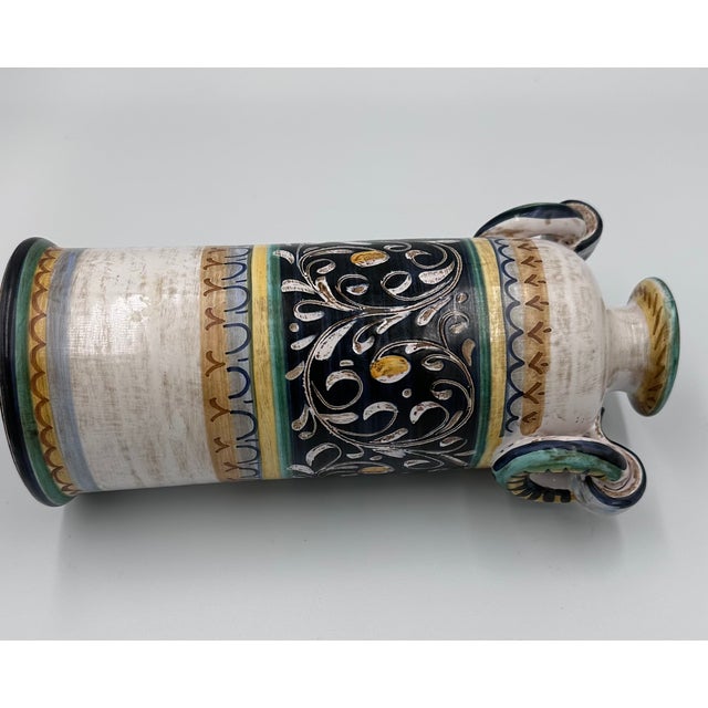 Castelli Vintage Italian Pottery Majolica Castelli for Cottura Bud Vase Decor For Sale - Image 4 of 8