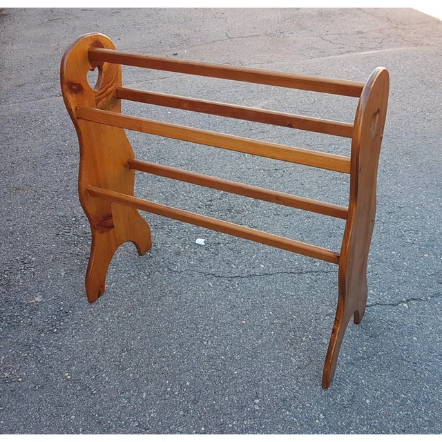 A well maintained Mid-Century Solid Pine Quilt and Blanket Rack in great vintage condition. Very sturdy piece. Natural...