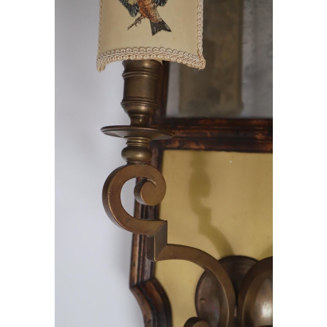 Italian Wall Lamp with Mirror Glass and Bird Lampshades, 1960 For Sale - Image 9 of 18