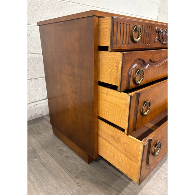 Brown Vintage Johnson Furniture Co 1930s Walnut Chest of Drawers For Sale - Image 8 of 12