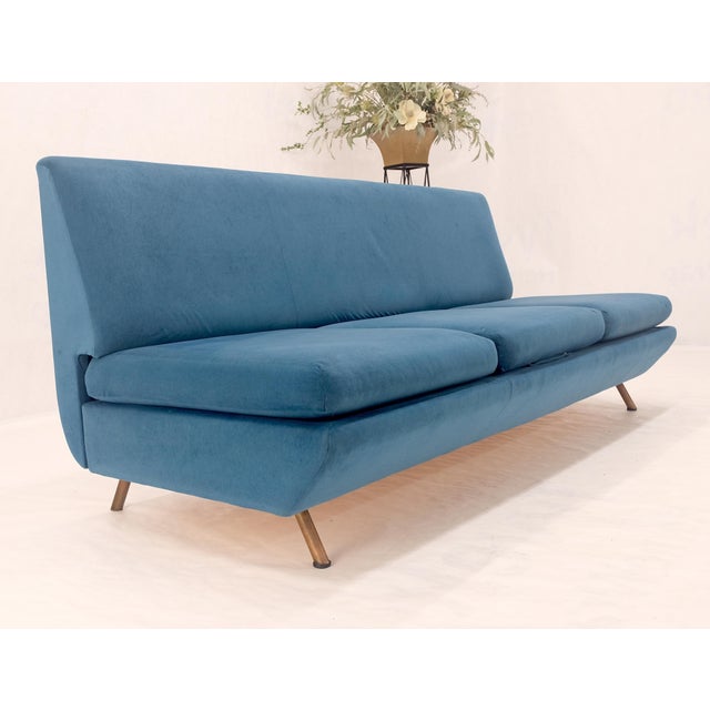 Marco Zanuso Sofa for Arflex Mid Century Italian Modern Teal Upholstery Clean! For Sale - Image 6 of 18