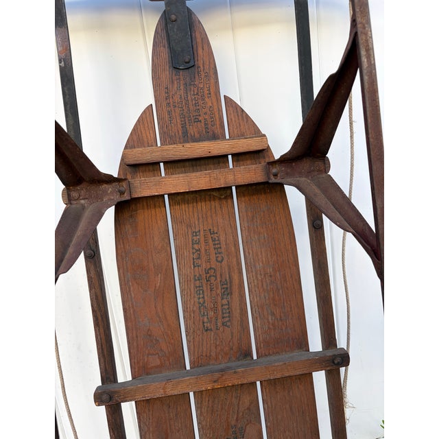 Vintage Sled - Flexible Flyer Airline Chief No 55 Genuine Flexible Flyer With Safety Runners and Super Steering For Sale In Tampa - Image 6 of 10