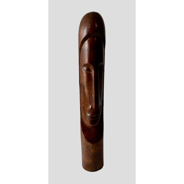 Brown Florencio Gelabert, Cuban Master Florencio Gelabert Sculpture Large Wood Carving Bust Man Portrait For Sale - Image 8 of 18