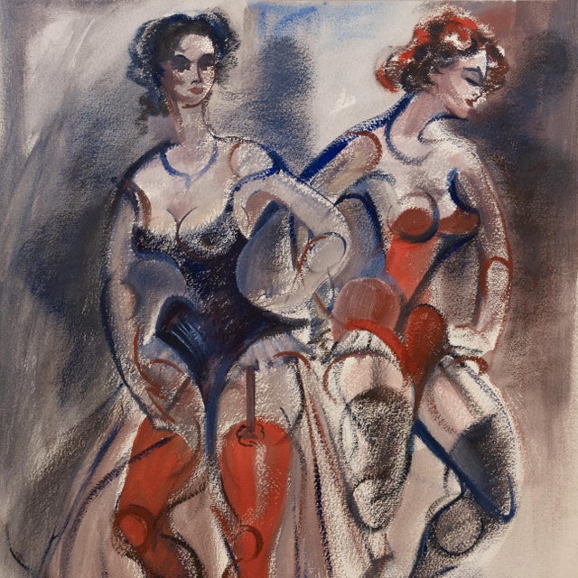 'Burlesque Dancers' by John R. Nobriga, Cabaret, Pratt Institute, New York, World War Two For Sale - Image 4 of 7