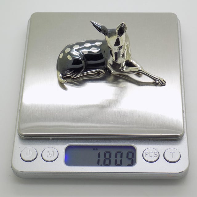 Vintage Italian Sterling Silver 925 Lying Fawn Deer Figurine from Saturno, Arezzo, 1990s For Sale - Image 12 of 14