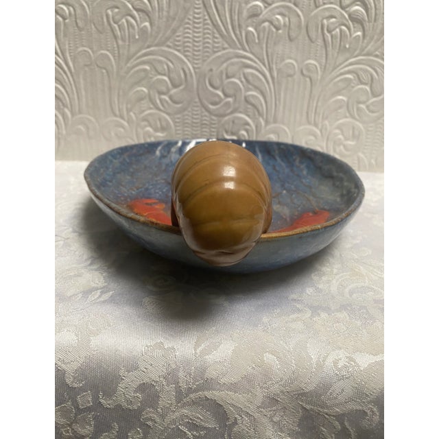 Royal Blue Mid Century Majolica Studio Pottery Lobster Bowl Platter For Sale - Image 8 of 11