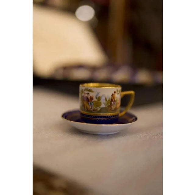 19th Century Painted Porcelain Cups and Saucers, Set of 24 For Sale - Image 4 of 9