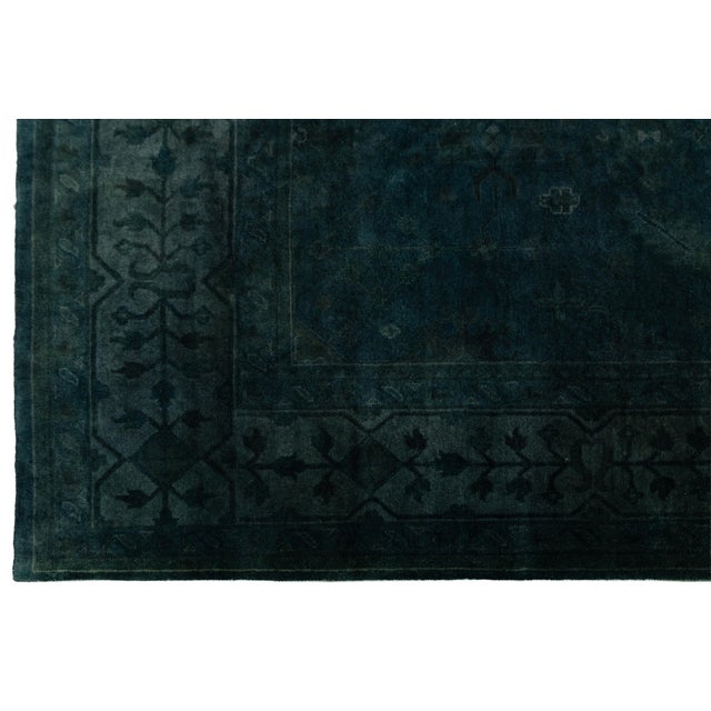 Textile Contemporary Midnight Emerald Hand-Knotted Overdyed Wool Area Rug 12x15 For Sale - Image 7 of 12