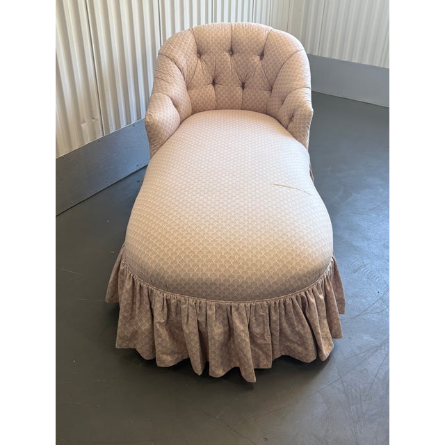 Purple Vintage Custom Upholstered Chaise Lounge With Ruffled Skirt For Sale - Image 8 of 11