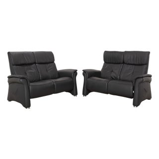 Dark Grey Leather Varia Two-Seater Sofas with Manual Function from Mondo, Set of 2 For Sale