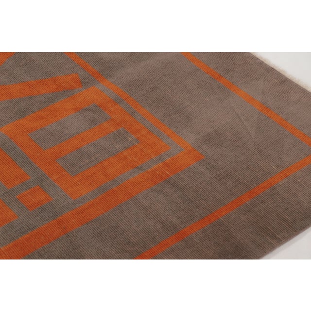 Vintage Turkish Distressed Rug in Brown & Orange Geometric Motifs - Rug & Kilim For Sale In New York - Image 6 of 11