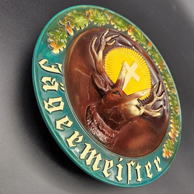 Jägermeister Advertising Wall Plate in Ceramic, 1960s, in Very Good conditions. Designed 1960 to 1969 This piece has an...