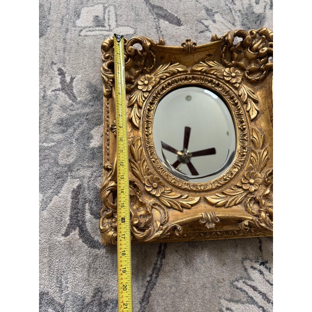 Mid-20th Century Baroque Style Ornate Gilded Wall Mirror 17.5"x16"x3" For Sale - Image 13 of 14