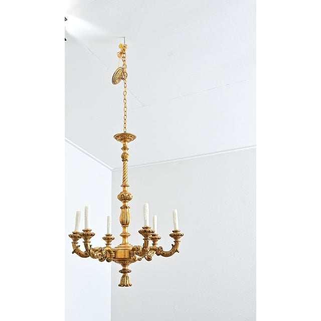 French 19th Century Carved Giltwood Neoclassical Chandelier For Sale - Image 12 of 12