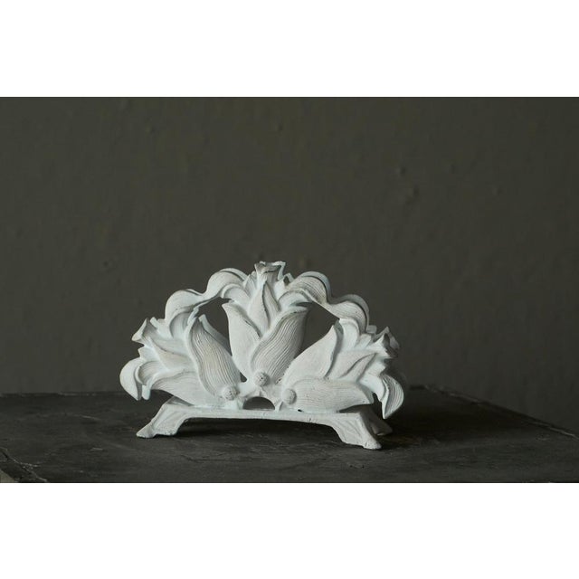 Antique Napkin Holder in White Painted Cast Iron, 1890s For Sale - Image 3 of 13