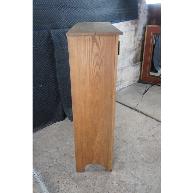 Antique Farmhouse Oak Pierced Tin Star Pie Safe Kitchen Cupboard Cabinet 51" For Sale - Image 9 of 12