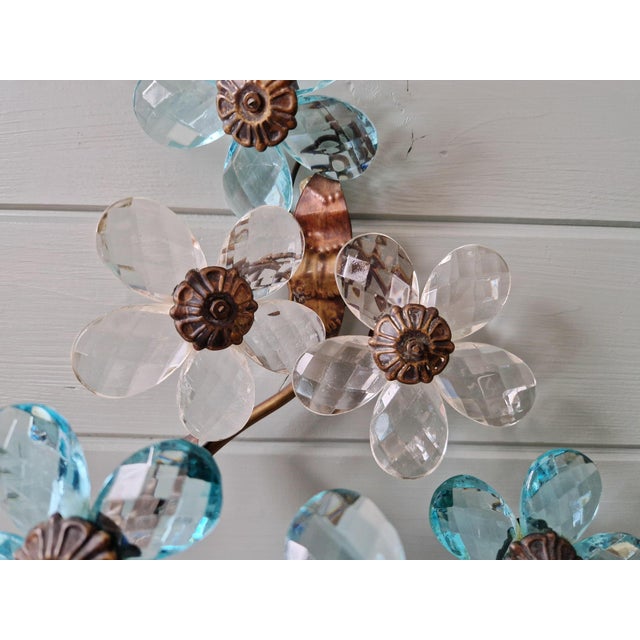 Murano Crystal Floral Wall Sconces, 1950s, Set of 2 For Sale - Image 6 of 15