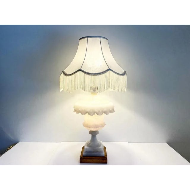 1950s Oversize Italian Alabaster Urn Lamp & Original Shade For Sale - Image 5 of 12