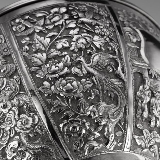 19th Century Chinese Export Silver Finger Bowl & Plate, Wang Hing, 1880s, Set of 2 For Sale - Image 17 of 18