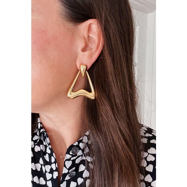 1990s Vintage Givenchy Triangle Pierced Earrings, Pair For Sale - Image 5 of 5