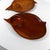 AMBIANIC presents 1960s Sculptural Teak Wood Two Leaf Shaped Sectioned Plates 11.63 d x 7.88 w x 1 h Original vintage...
