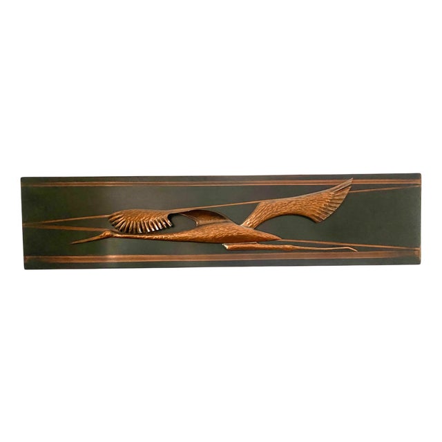Metal and Copper Wall Decoration with Birds, 1970s For Sale