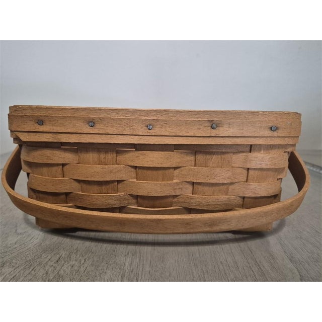 Rustic Longaberger Double Swing Handle Large Gathering Basket 16" X 12" Signed 1993 For Sale - Image 3 of 5