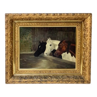 Antique Horse Oil Painting on Canvas After John Frederick Herring Snr. For Sale