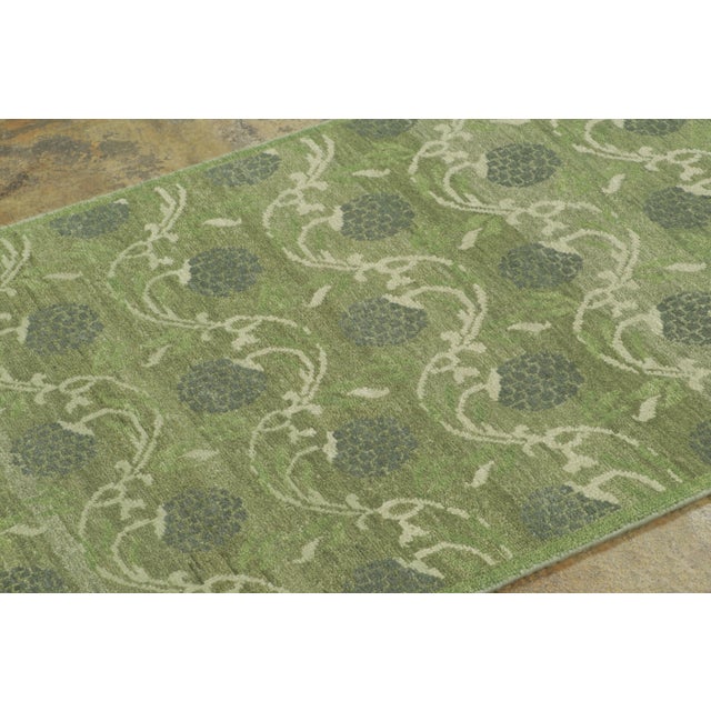 Textile Contemporary Block Print Floral Wool Runner by Rug & Kilim, India For Sale - Image 7 of 8
