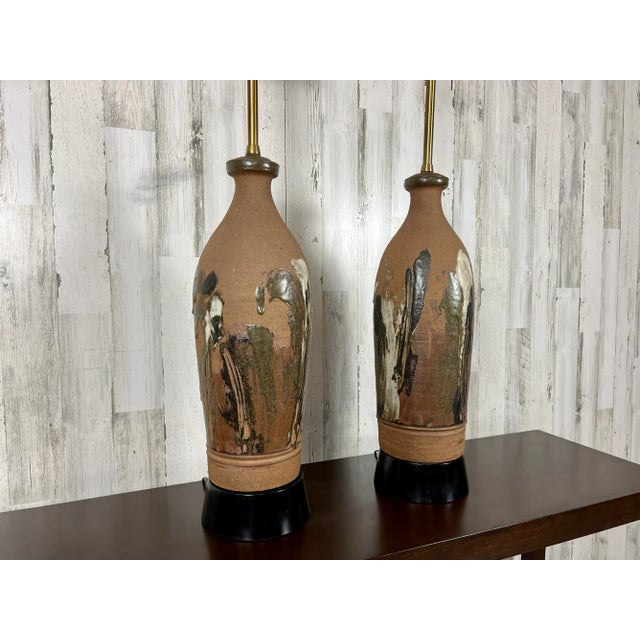 The Marbro Lamp Company Vintage Stoneware Lamps by Larry Shep for Marbro - a Pair For Sale - Image 4 of 12