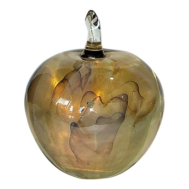 1970s Gilbert Johnson Signed Holograhpic Paper Weight Apple For Sale