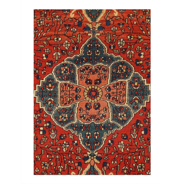 True to its Persian roots, this carpet features a fiery color scheme that seems to almost glow with palpable warmth. Rich...