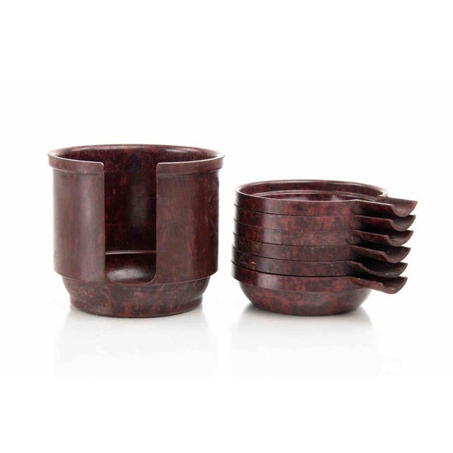 Vintage Art Deco Stackable Bakelite Ashtray Set, Italy, 1950s, Set of 7 For Sale - Image 4 of 7