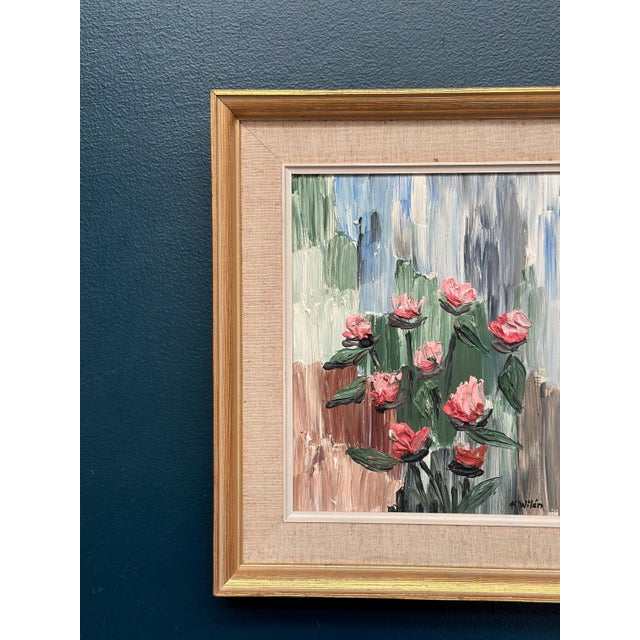 Original swedish oil on panel – “floral impasto” by a. Wilén – signed – vintage & framed – 37 × 32 cm (14.6" × 12.6") an...