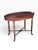 Traditional Antique Red Tole Tray Side Table on Mahogany Fan Bamboo Stand For Sale - Image 3 of 7