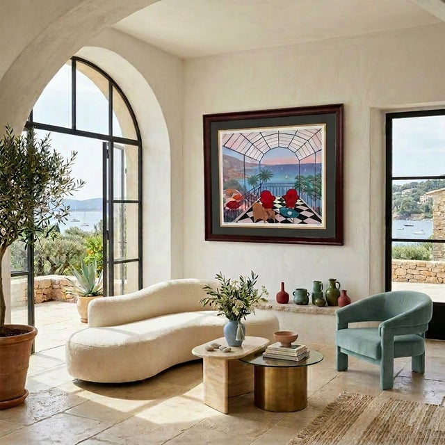 “Riviera Vista” by François Ledan, a seriolithograph in color on paper. Signed in ink lower right and marked “PP”...