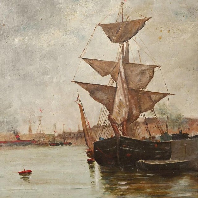 Unknown, Painting Sailboat on a Calm Sea, 1890, Oil on Canvas, in Worn conditions. Designed before 1890